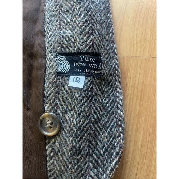 Coatree Herringbone Wool Vintage Women’s Blazer Size 18 2 Button - Picture 5 of 6